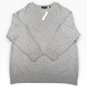NWT VINCE WOOL CASHMERE V NECK RAGLAN MEN SWEATER GRAY SIZE LARGE $295